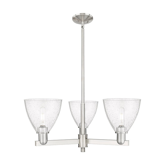 Innovations Bristol 29in 3-Light Pendant | Industrial Satin Nickel Steel and Seedy Glass | Kitchen Island & Dining Room | 29.25 | Model 716-3CR-SN-GBD-754