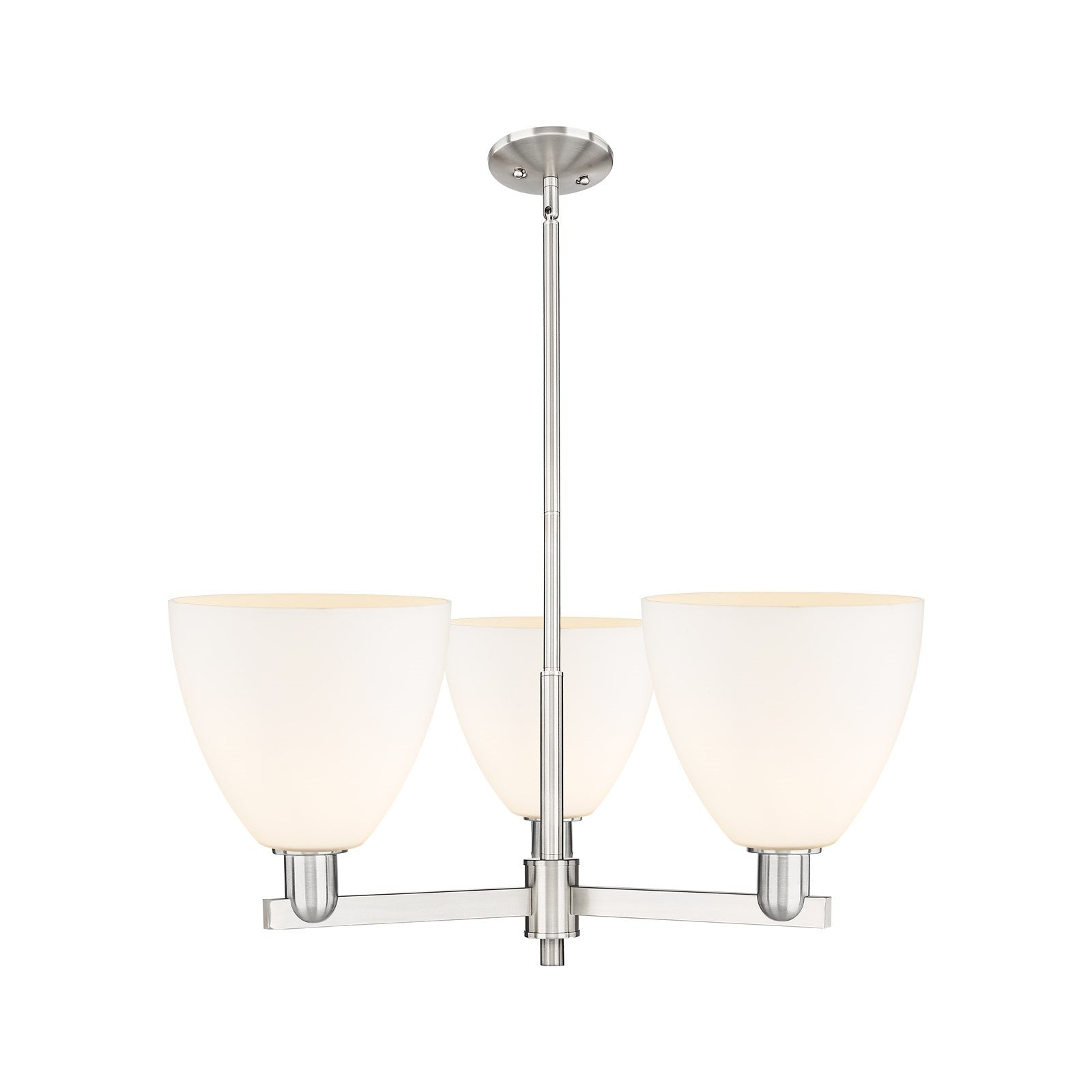 Innovations Bristol 31in 3-Light Pendant | Industrial Satin Nickel Steel and Matte White Glass | Kitchen Island & Dining Room | Model 716-3CR-SN-GBD-91