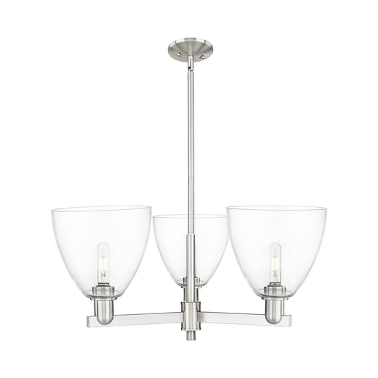 Innovations Bristol 31in 3-Light Pendant | Industrial Satin Nickel Steel and Clear Glass | Kitchen Island & Dining Room | Damp | Model 716-3CR-SN-GBD-92