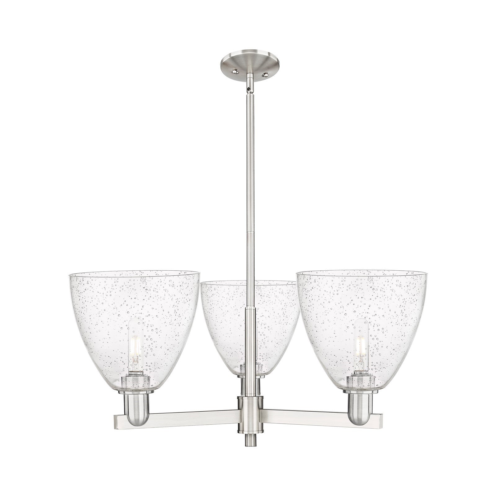 Innovations Bristol 31in 3-Light Pendant | Industrial Satin Nickel Steel and Seedy Glass | Kitchen Island & Dining Room | 30.75 | Model 716-3CR-SN-GBD-94