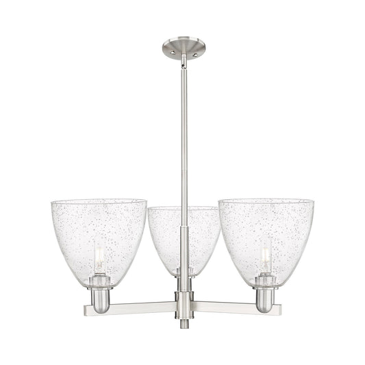 Innovations Bristol 31in 3-Light Pendant | Industrial Satin Nickel Steel and Seedy Glass | Kitchen Island & Dining Room | 30.75 | Model 716-3CR-SN-GBD-94