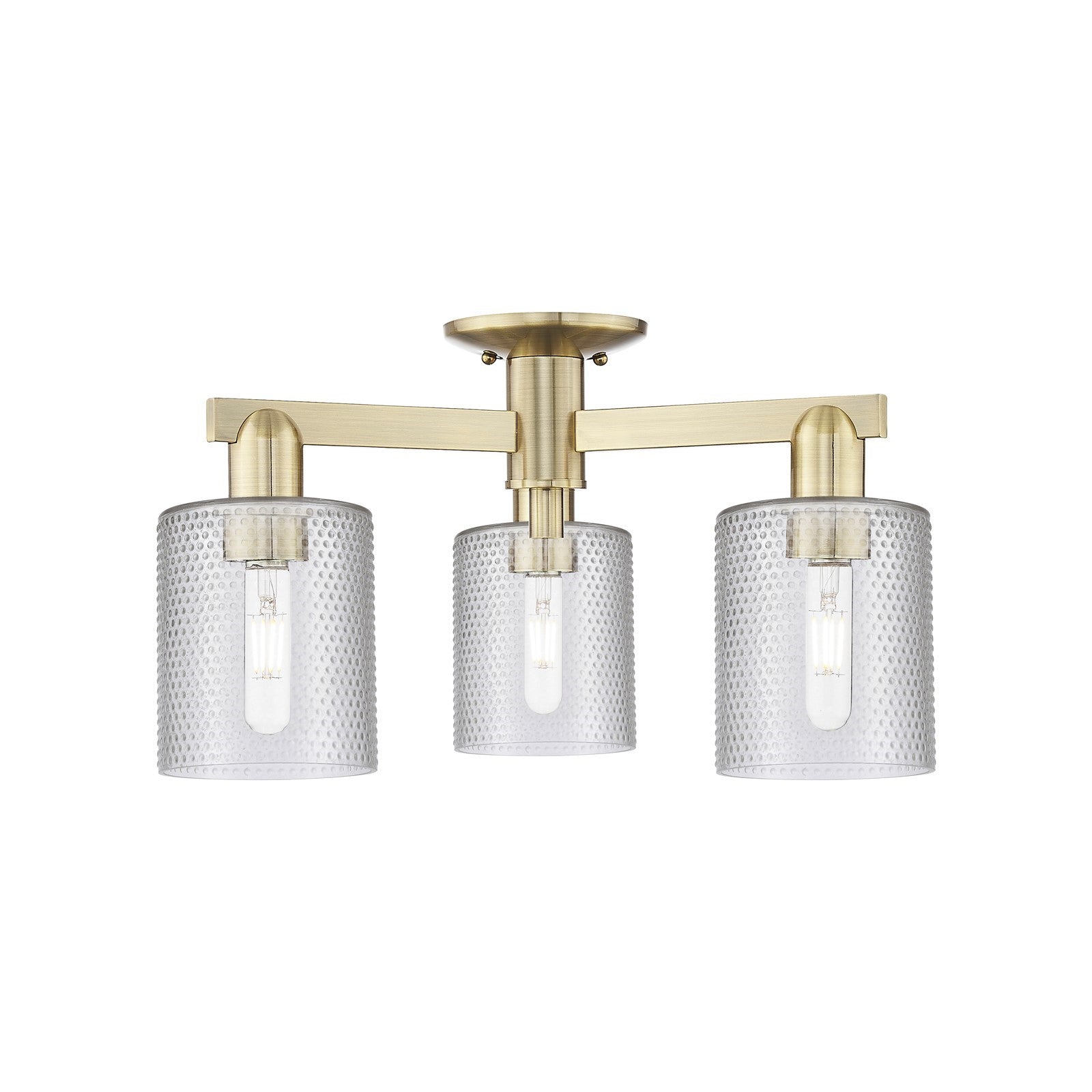 Innovations Cobbleskill 23in 3-Light Semi-Flush Mount | Industrial Antique Brass Steel and Clear Glass | Kitchen & Hallway | 22.5 x | Model 716-3F-AB-G112