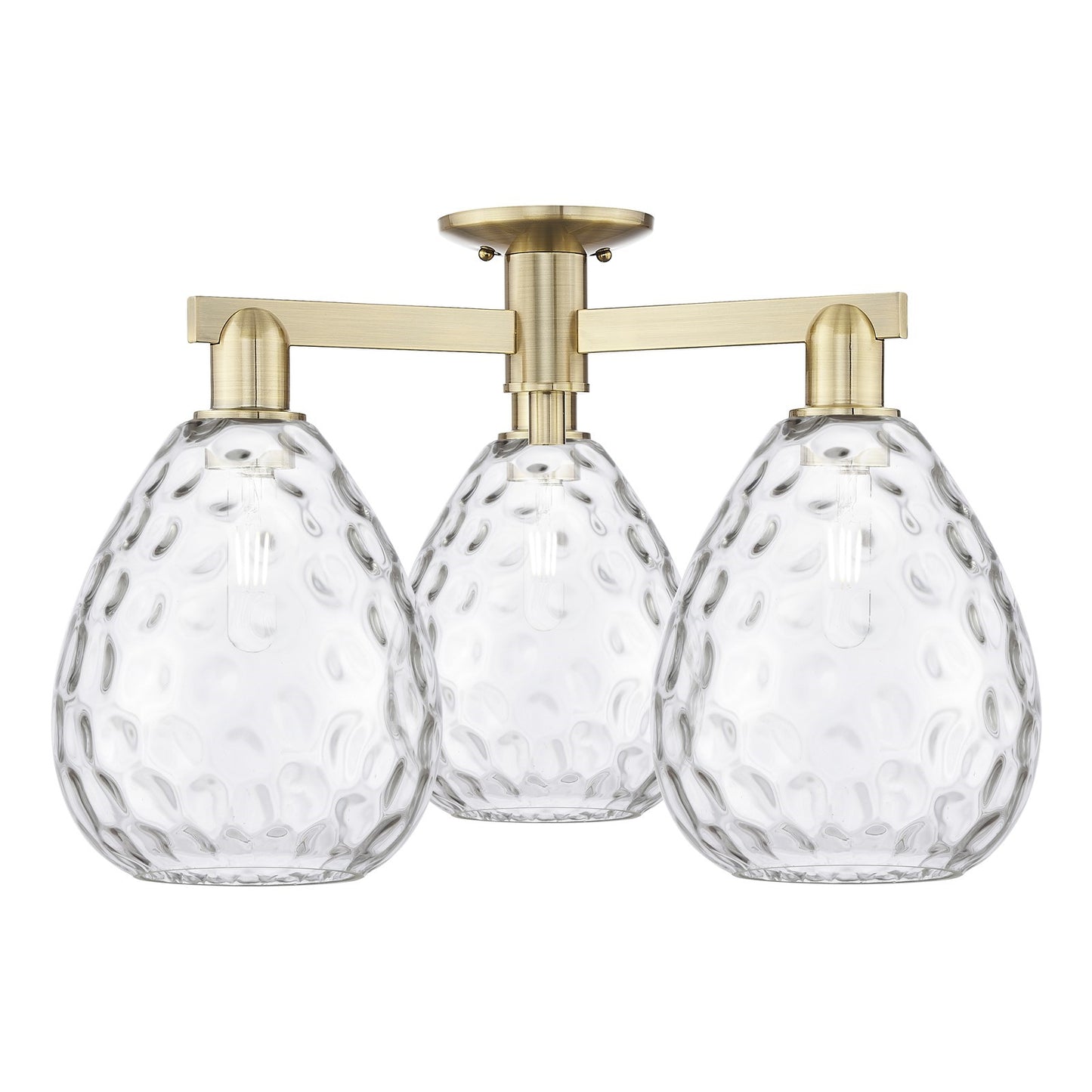 Innovations Waverly 26in 3-Light Semi-Flush Mount | Industrial Antique Brass and Clear Glass | Entryway & Hallway | 25.5 x 25.5 x | Model 716-3F-AB-G372