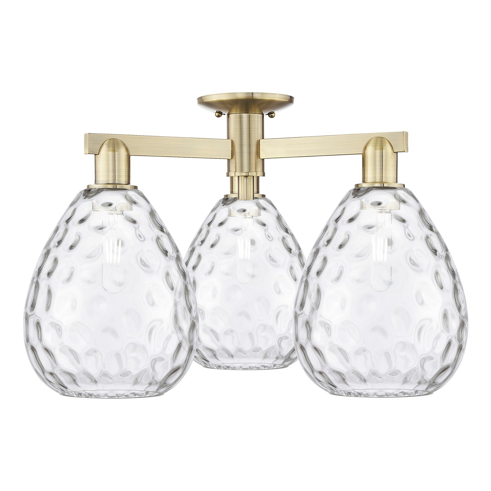 Innovations Waverly 26in 3-Light Semi-Flush Mount | Industrial Antique Brass and Clear Glass | Entryway & Hallway | 25.5 x 25.5 x | Model 716-3F-AB-G372