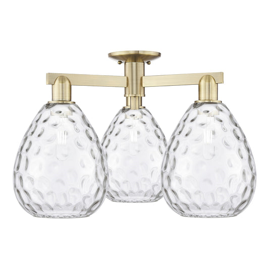 Innovations Waverly 26in 3-Light Semi-Flush Mount | Industrial Antique Brass and Clear Glass | Entryway & Hallway | 25.5 x 25.5 x | Model 716-3F-AB-G372