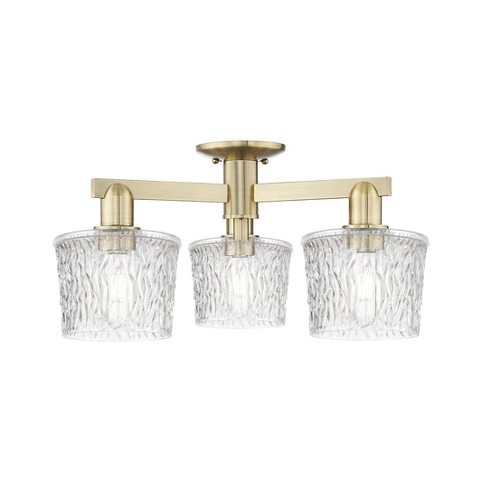 Innovations Niagara 24in 3-Light Semi-Flush Mount | Industrial Antique Brass and Clear Glass | Living Room, Bedroom & Hallway | 24 | Model 716-3F-AB-G402