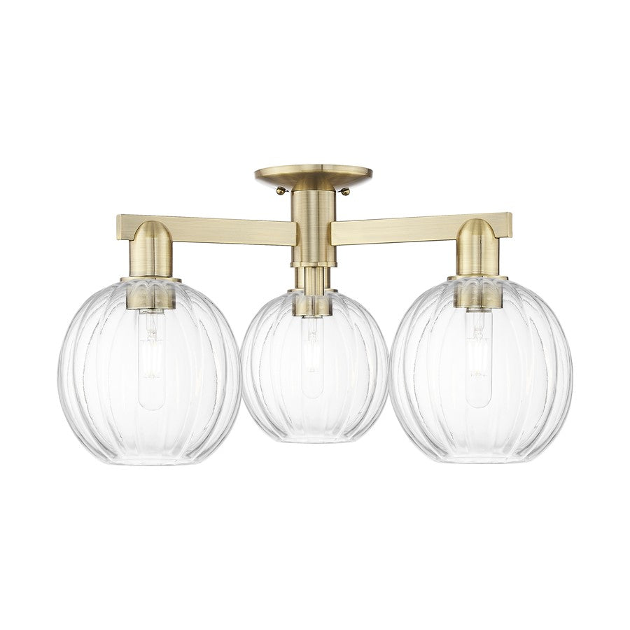 Innovations Preston 3Lt 25" Globe Semi-Flush, AB/Clear - 716-3F-AB-G458-7CL