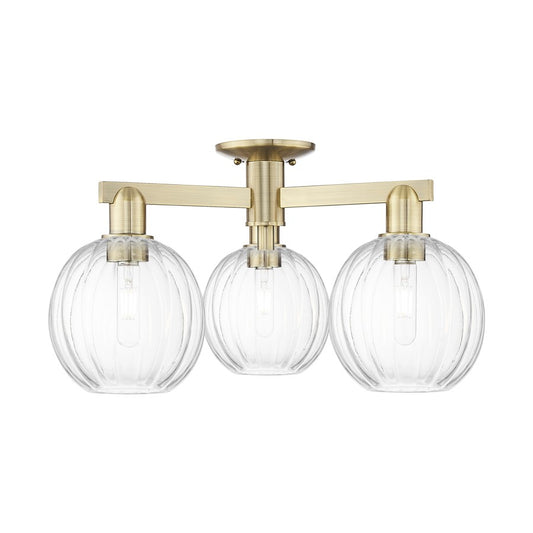 Innovations Preston 3Lt 25" Globe Semi-Flush, AB/Clear - 716-3F-AB-G458-7CL