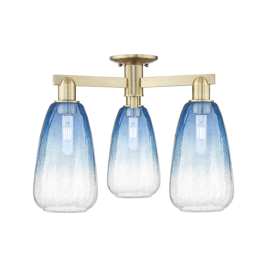 Innovations Brookhaven Almond 3Lt 24" Semi-Flush, AB/SB - 716-3F-AB-G480-6SB