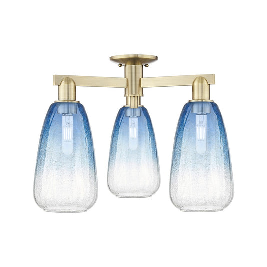 Innovations Brookhaven Almond 3Lt 24" Semi-Flush, AB/SB - 716-3F-AB-G480-6SB