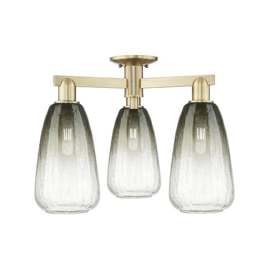 Innovations Brookhaven Almond 3Lt 24" Semi-Flush, AB/Slate - 716-3F-AB-G480-6SL