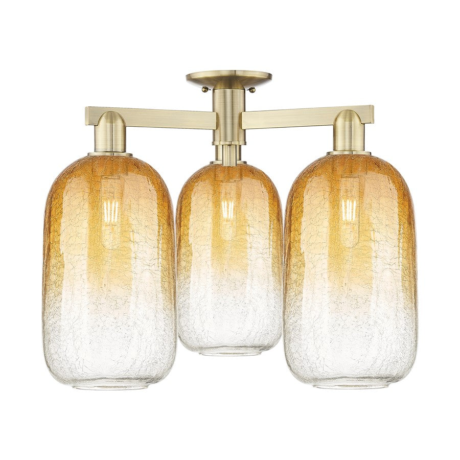 Innovations Brookhaven Cloche 3Lt 25" Semi-Flush, AB/Amber - 716-3F-AB-G482-7AM