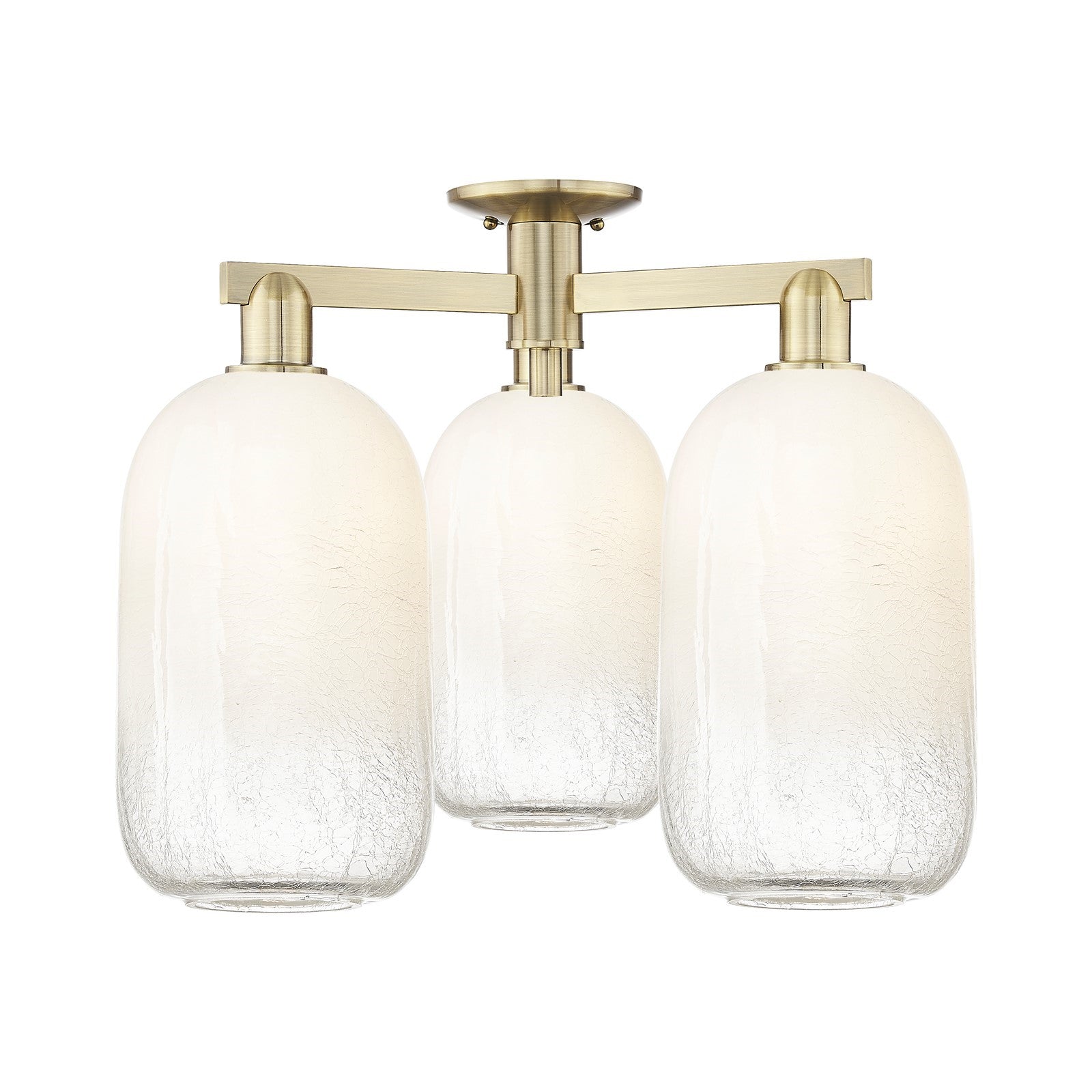 Innovations Brookhaven Cloche 24.5in 3-Light Semi-Flush Mount | Industrial Antique Brass Steel and Opal Glass | Entryway & | Model 716-3F-AB-G482-7OP