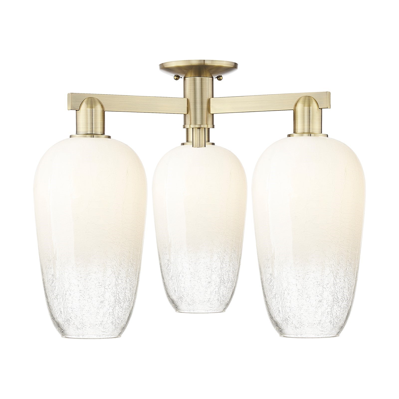 Innovations Brookhaven Flute 24.5in 3-Light Semi-Flush Mount | Industrial Antique Brass Steel and Opal Glass | Living Room & | Model 716-3F-AB-G484-7OP