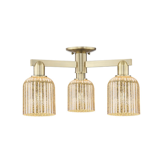 Innovations Bridal Veil 22.5in 3-Light Semi-Flush Mount | Industrial Antique Brass and Mercury Ribbed Glass | Entryway & | Model 716-3F-AB-G559-5ME