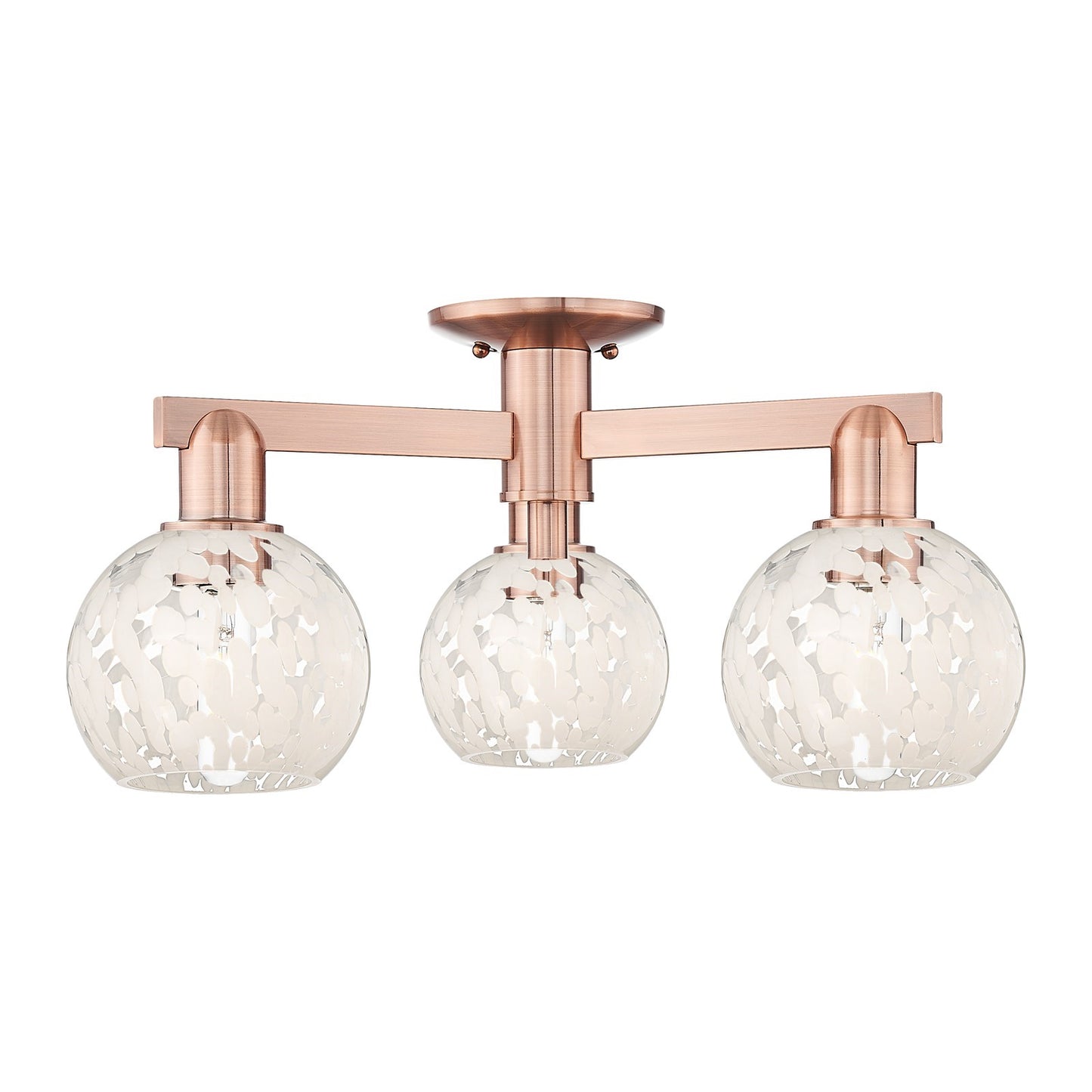 Innovations Lighting Arcadia 24in 3-Light Semi-Flush Mount | Industrial Antique Copper Steel and White Mouchette Glass | Model 716-3F-AC-G1216-6WM