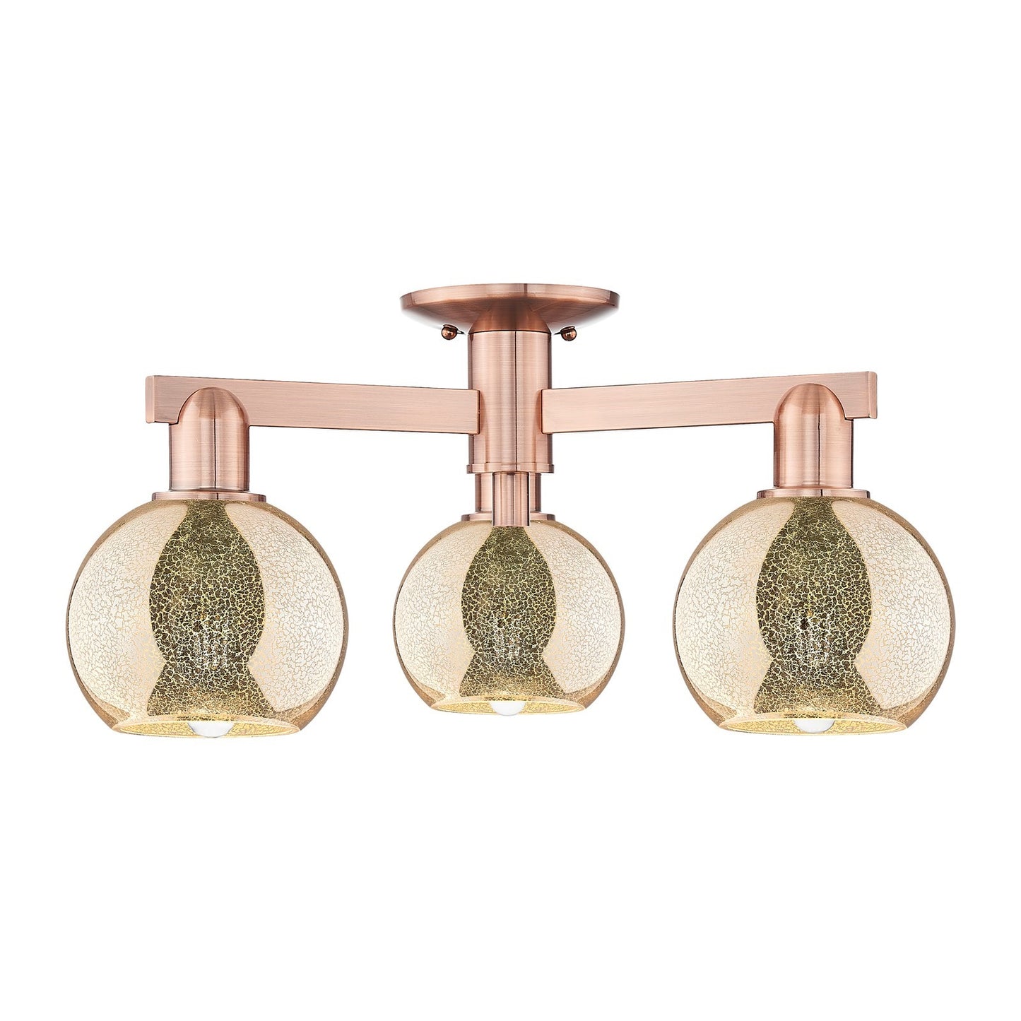 Innovations Athens 23in 3-Light Semi-Flush Mount | Industrial Antique Copper and Mercury Glass | Entryway & Hallway | 23.38 x | Model 716-3F-AC-G128-6