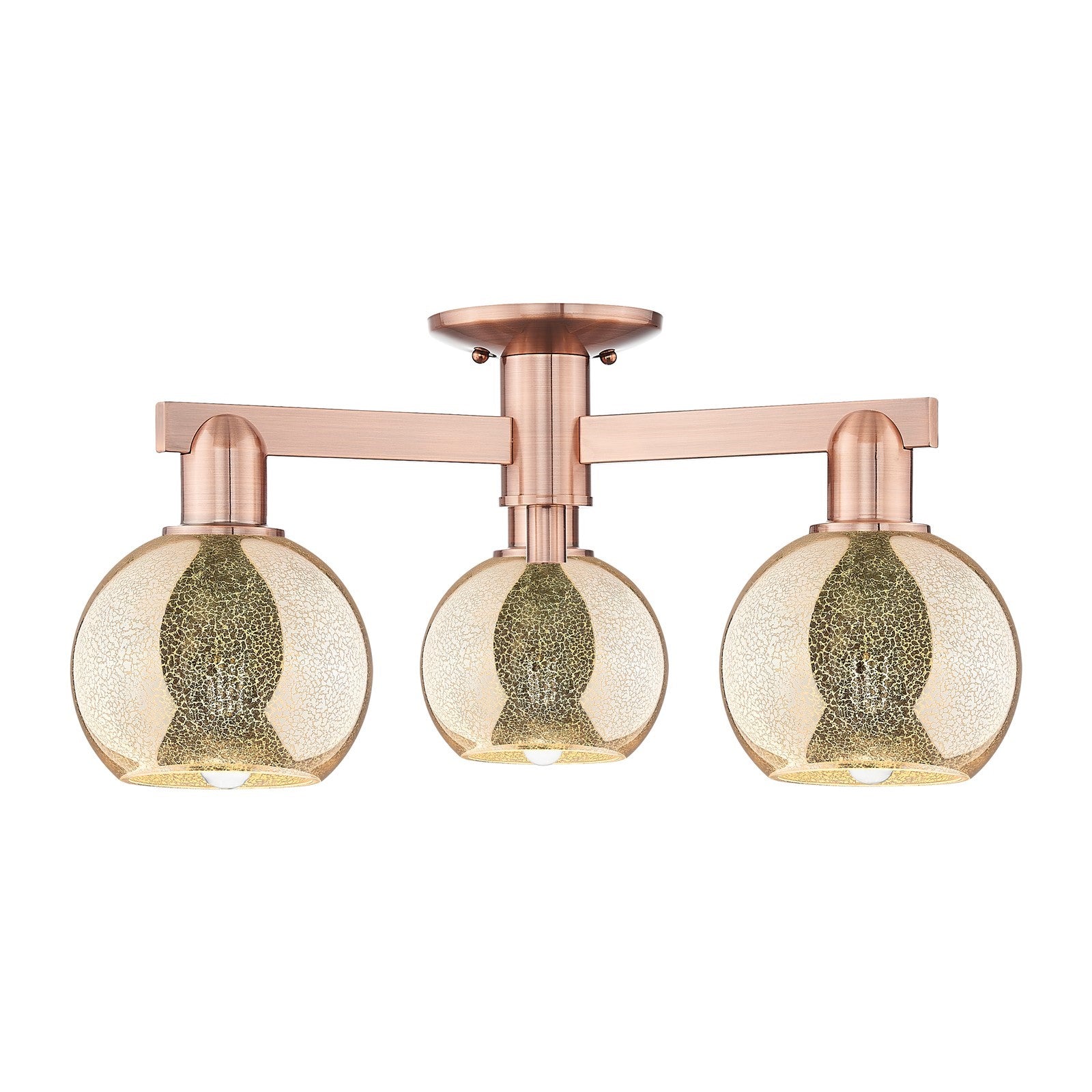 Innovations Athens 23in 3-Light Semi-Flush Mount | Industrial Antique Copper and Mercury Glass | Entryway & Hallway | 23.38 x | Model 716-3F-AC-G128-6
