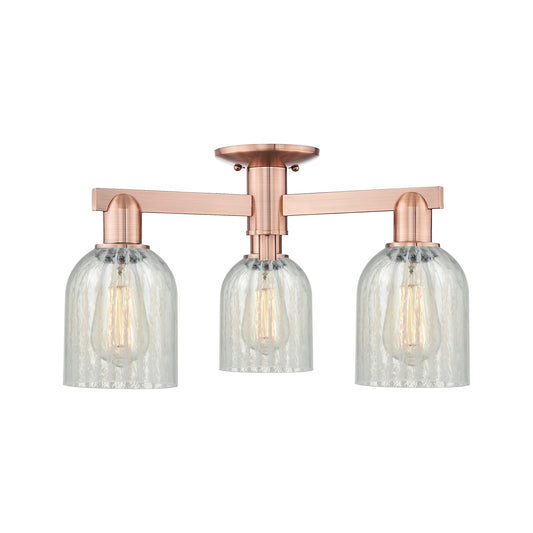 Innovations Caledonia 23in 3-Light Semi-Flush Mount | Industrial Antique Copper Steel and Mouchette Glass | Entryway & Hallway | Model 716-3F-AC-G2511