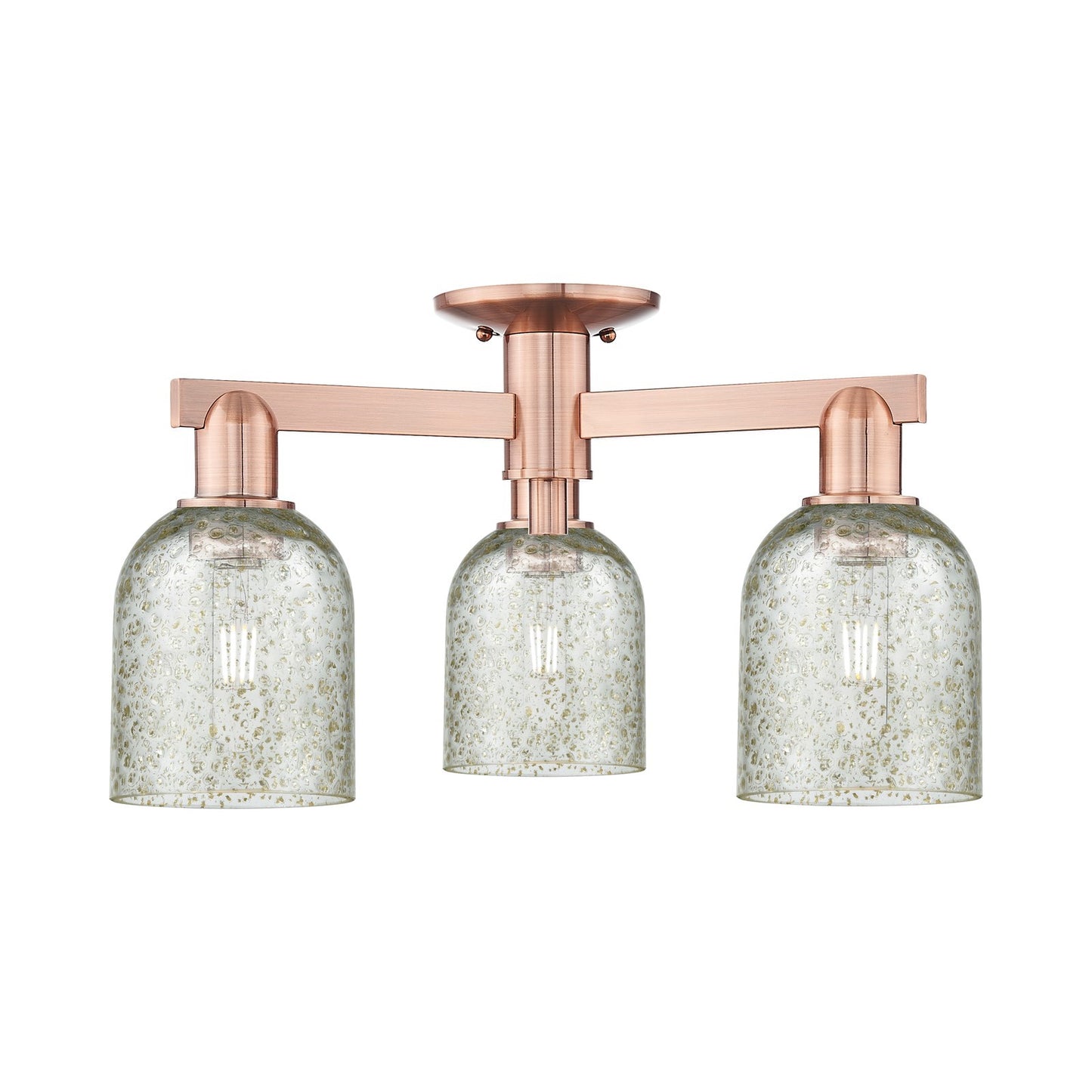 Innovations Caledonia 23in 3-Light Semi-Flush Mount | Industrial Antique Copper Steel and Mica Glass | Living Room & Dining Room | Model 716-3F-AC-G259