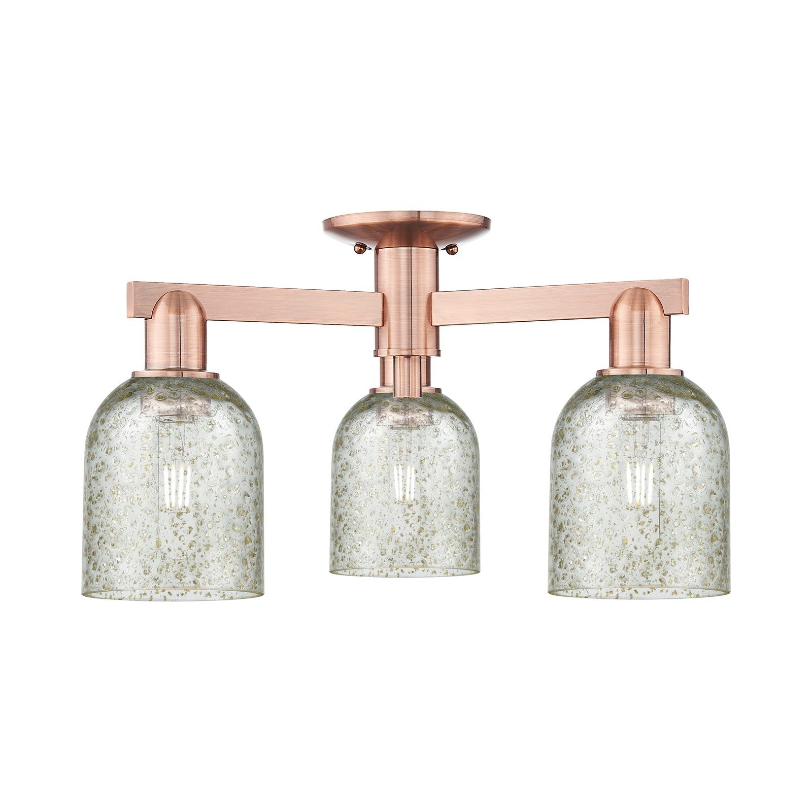 Innovations Caledonia 23in 3-Light Semi-Flush Mount | Industrial Antique Copper Steel and Mica Glass | Living Room & Dining Room | Model 716-3F-AC-G259