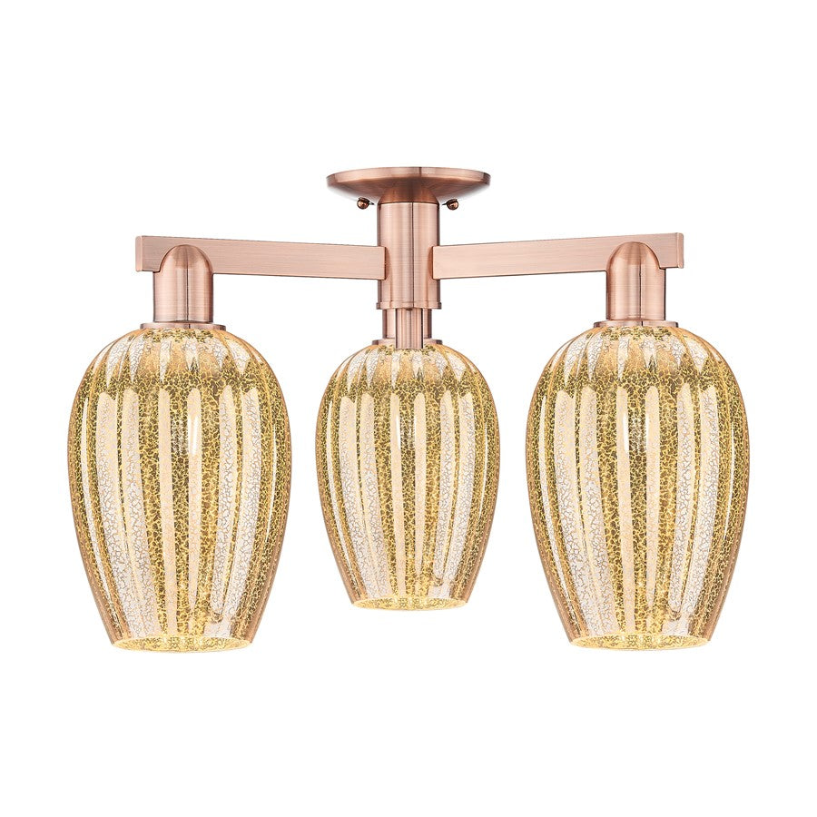 Innovations Preston 3Lt 24" Flute Semi-Flush, CP/MC - 716-3F-AC-G457-6ME