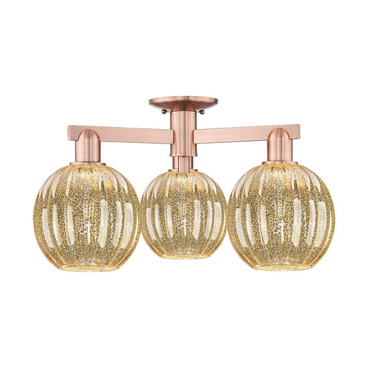 Innovations Preston 3Lt 25" Globe Semi-Flush, CP/MC - 716-3F-AC-G458-7ME