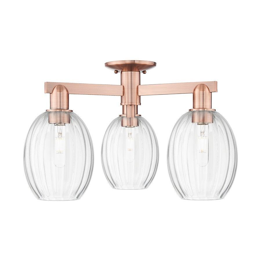 Innovations Preston 3Lt 24" Bulb Semi-Flush, Copper/Clear - 716-3F-AC-G459-6CL