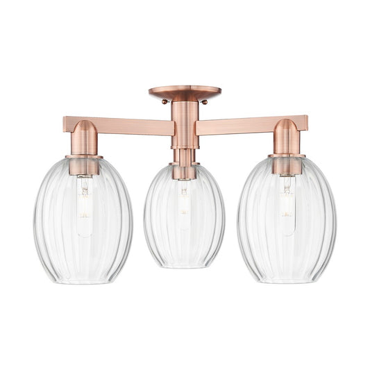 Innovations Preston 3Lt 24" Bulb Semi-Flush, Copper/Clear - 716-3F-AC-G459-6CL