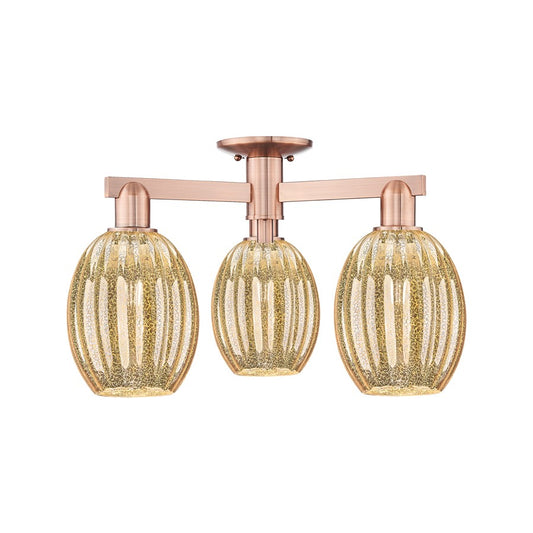 Innovations Preston 3Lt 24" Bulb Semi-Flush, Copper/Mercury - 716-3F-AC-G459-6ME