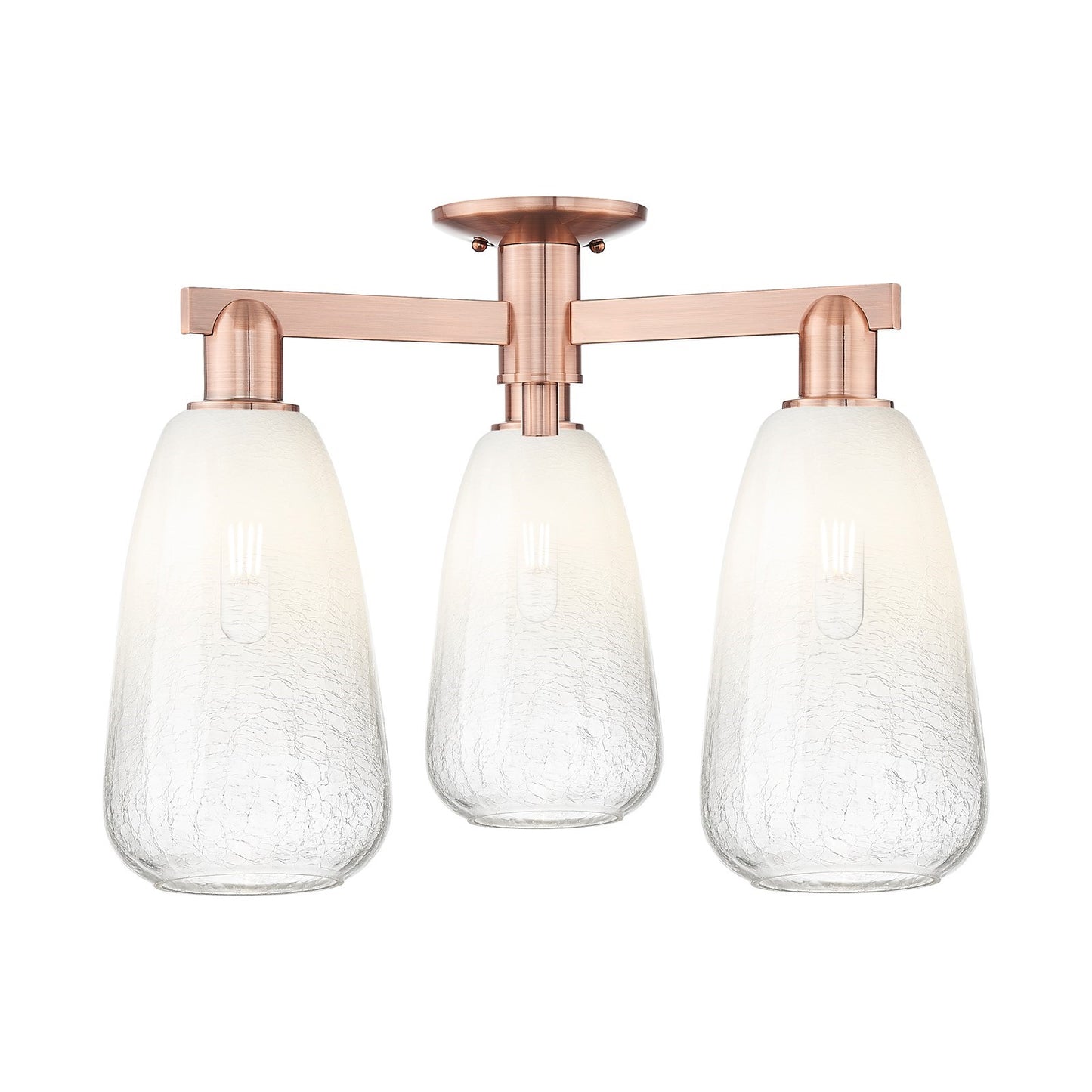 Innovations Brookhaven Almond 23.5in 3-Light Semi-Flush Mount | Industrial Antique Copper Steel and Opal Glass | Entryway & | Model 716-3F-AC-G480-6OP