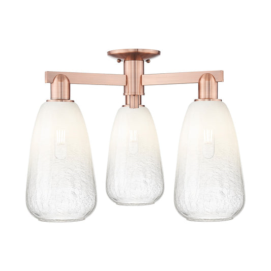 Innovations Brookhaven Almond 23.5in 3-Light Semi-Flush Mount | Industrial Antique Copper Steel and Opal Glass | Entryway & | Model 716-3F-AC-G480-6OP