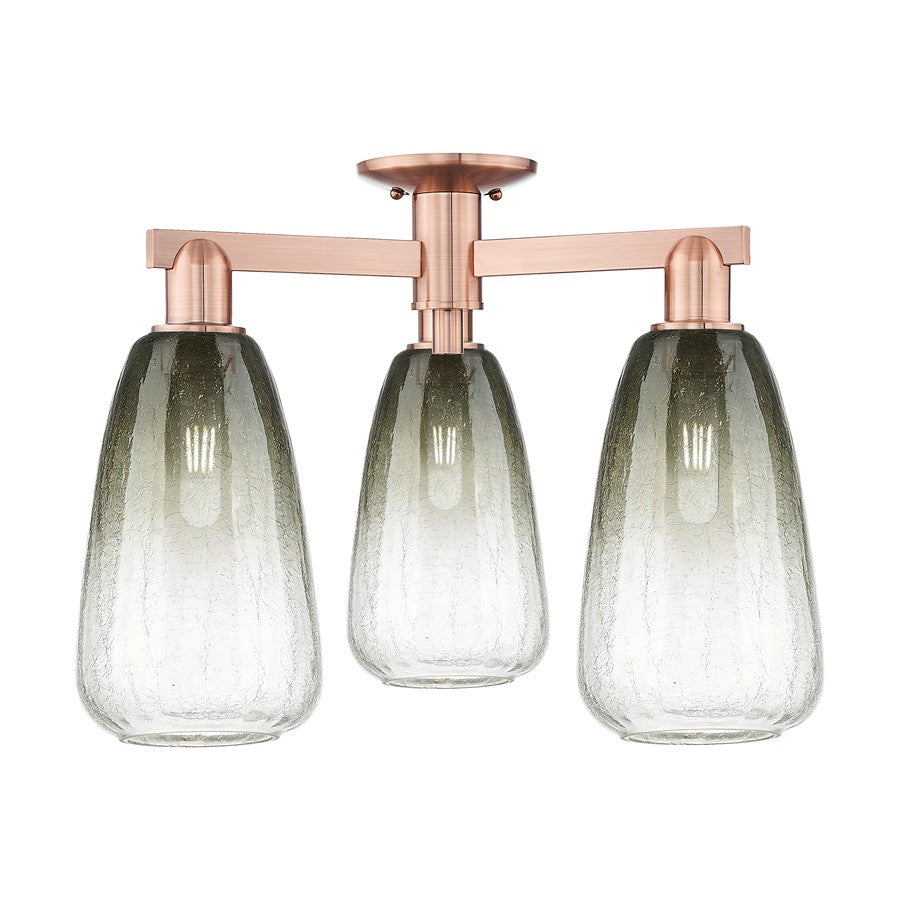 Innovations Brookhaven Almond 3Lt 24" Semi-Flush, CP/Slate - 716-3F-AC-G480-6SL