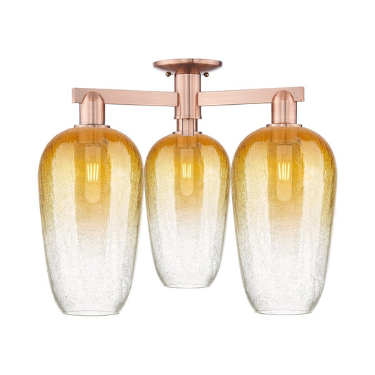 Innovations Brookhaven Flute 3Lt 25" Semi-Flush, CP/AM - 716-3F-AC-G484-7AM