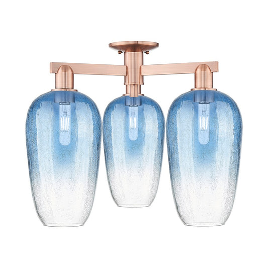 Innovations Brookhaven Flute 3Lt 25" Semi-Flush, Copper/SB - 716-3F-AC-G484-7SB