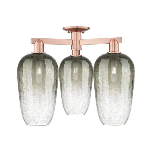 Innovations Brookhaven Flute 3Lt 25" Semi-Flush, CP/Slate - 716-3F-AC-G484-7SL