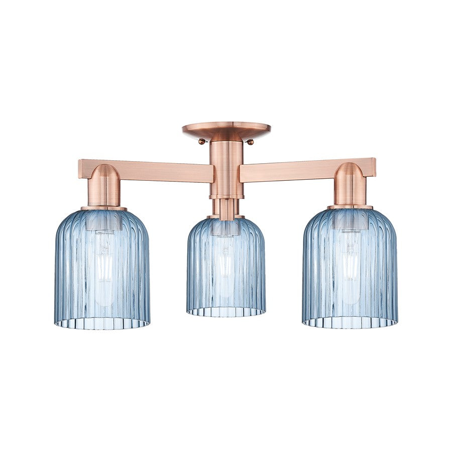 Innovations Bridal Veil 3Lt 23" Semi-Flush, Copper/Blue - 716-3F-AC-G559-5BL