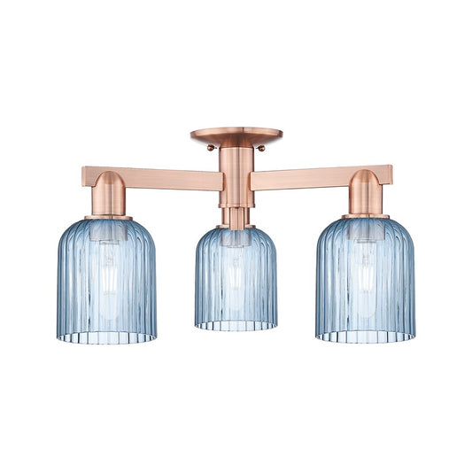 Innovations Bridal Veil 3Lt 23" Semi-Flush, Copper/Blue - 716-3F-AC-G559-5BL