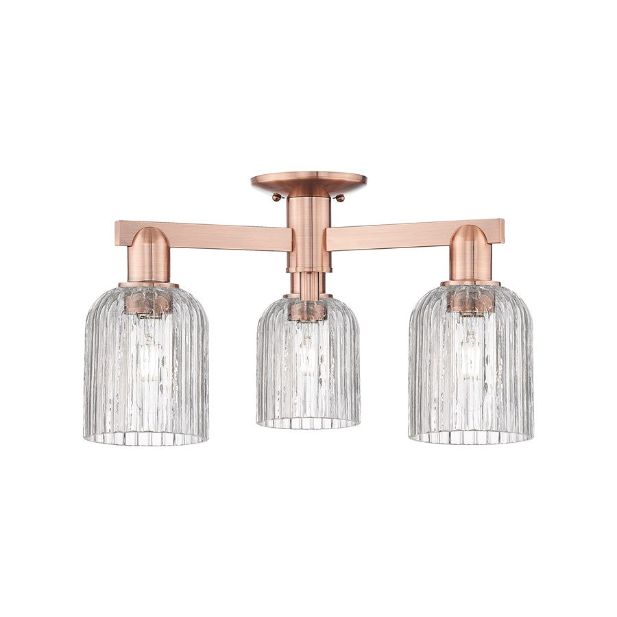 Innovations Bridal Veil 3Lt 23" Semi-Flush, Copper/Clear - 716-3F-AC-G559-5CL