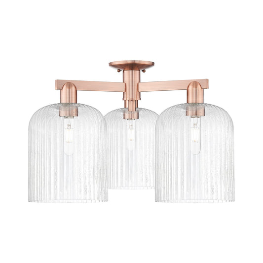 Innovations Bridal Veil 26in 3-Light Semi-Flush Mount | Industrial Antique Copper Steel and Seedy Bell Glass | Entryway & | Model 716-3F-AC-G559-8SDY