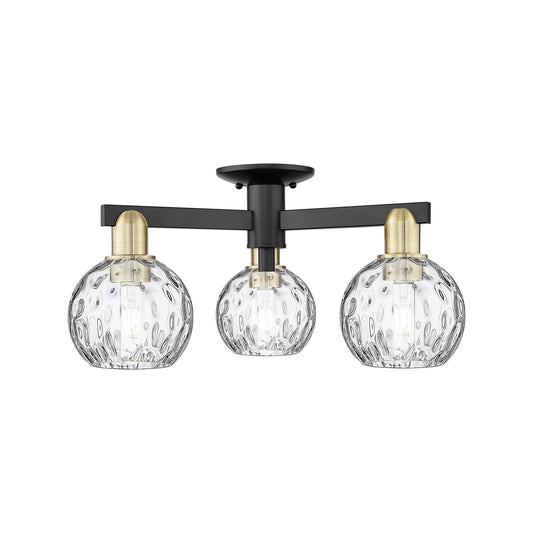 Innovations Athens Water Glass 24in 3-Light Semi-Flush Mount | Industrial Black Antique Brass Steel and Clear Water Glass | Model 716-3F-BAB-G1215-6