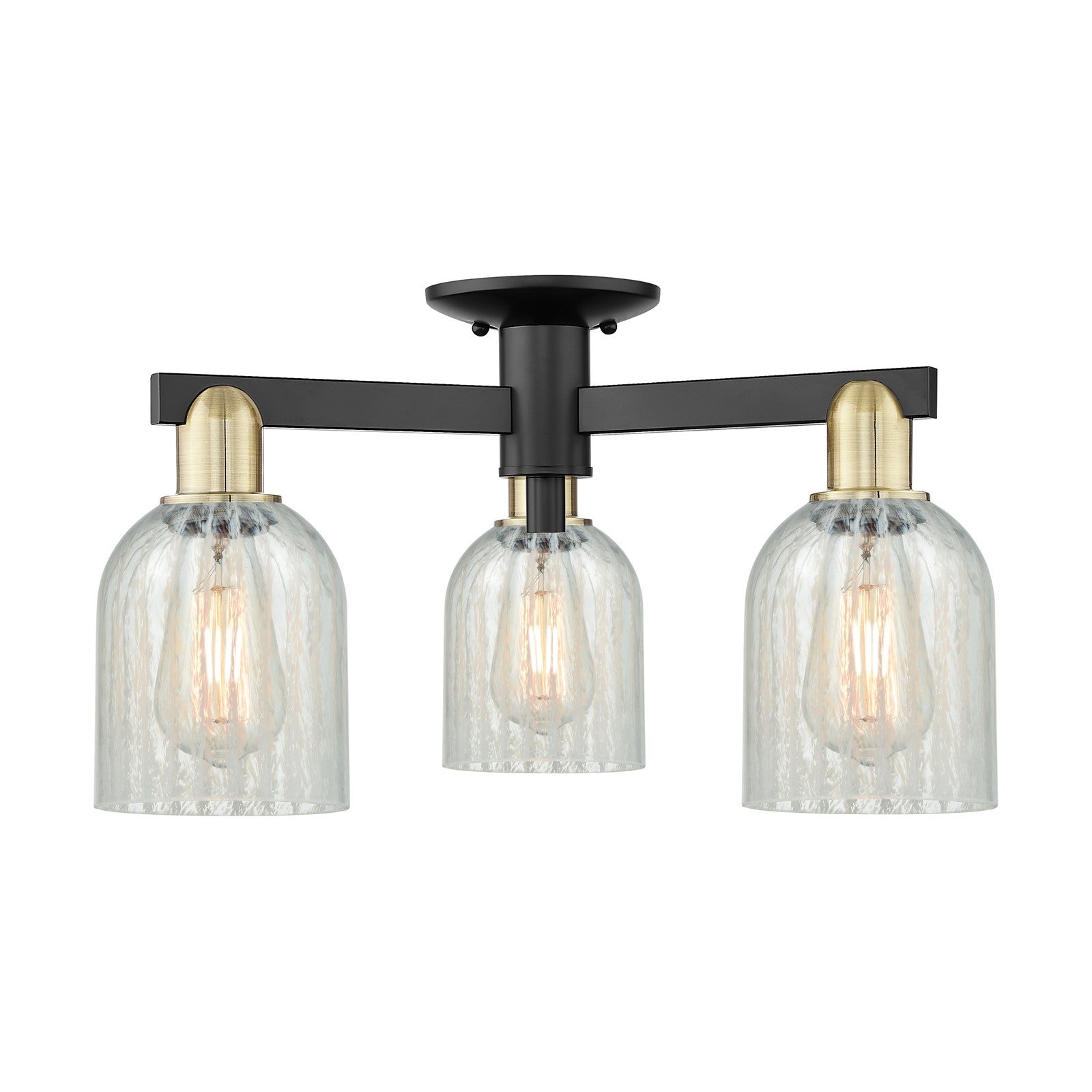 Innovations Caledonia 23in 3-Light Semi-Flush Mount | Industrial Black Antique Brass and Mouchette Glass | Entryway & Hallway | Model 716-3F-BAB-G2511