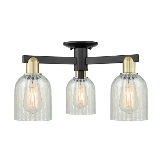 Innovations Caledonia 23in 3-Light Semi-Flush Mount | Industrial Black Antique Brass and Mouchette Glass | Entryway & Hallway | Model 716-3F-BAB-G2511