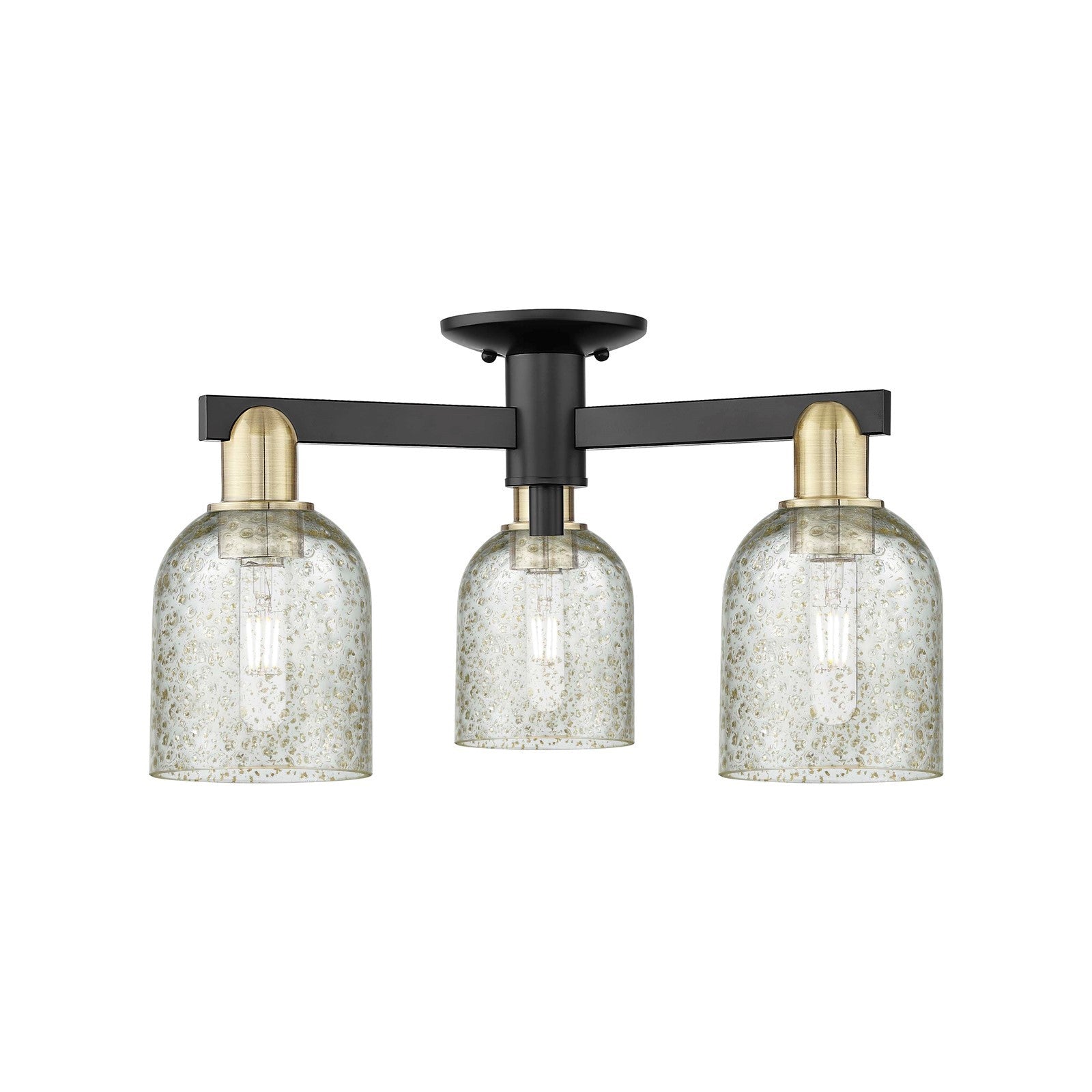 Innovations Caledonia 23in 3-Light Semi-Flush Mount | Industrial Black Antique Brass and Mica Glass | Kitchen & Hallway | 22.5 x | Model 716-3F-BAB-G259