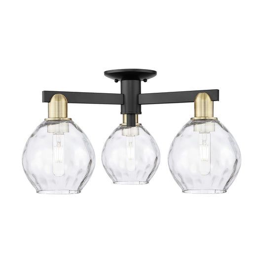 Innovations Waverly 24in 3-Light Semi-Flush Mount | Industrial Black Antique Brass and Clear Glass | Kitchen & Hallway | 23.5 x | Model 716-3F-BAB-G362