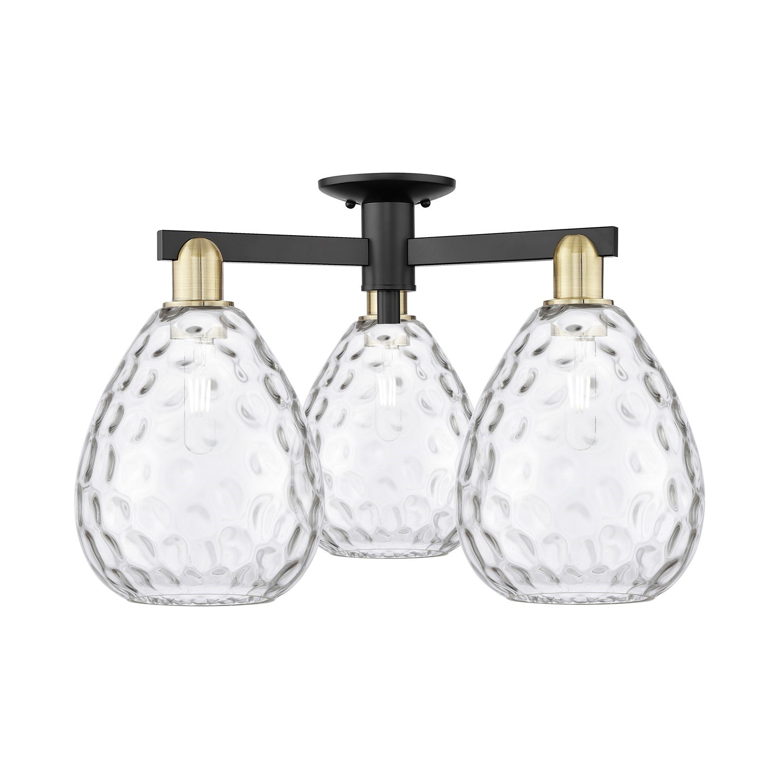 Innovations Waverly 26in 3-Light Semi-Flush Mount | Industrial Black Antique Brass and Clear Glass | Kitchen & Hallway | 25.5 x | Model 716-3F-BAB-G372