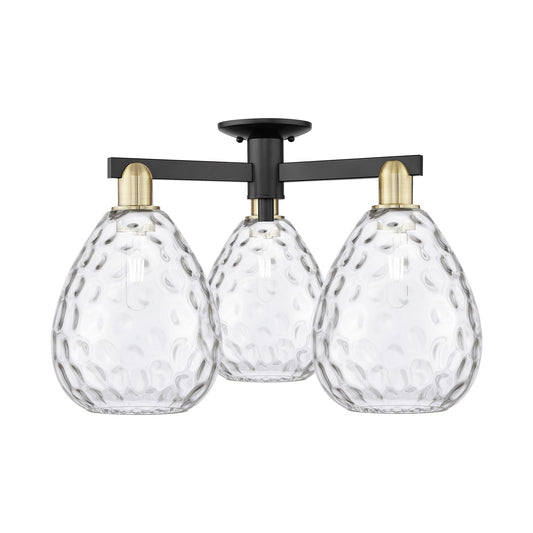 Innovations Waverly 26in 3-Light Semi-Flush Mount | Industrial Black Antique Brass and Clear Glass | Kitchen & Hallway | 25.5 x | Model 716-3F-BAB-G372