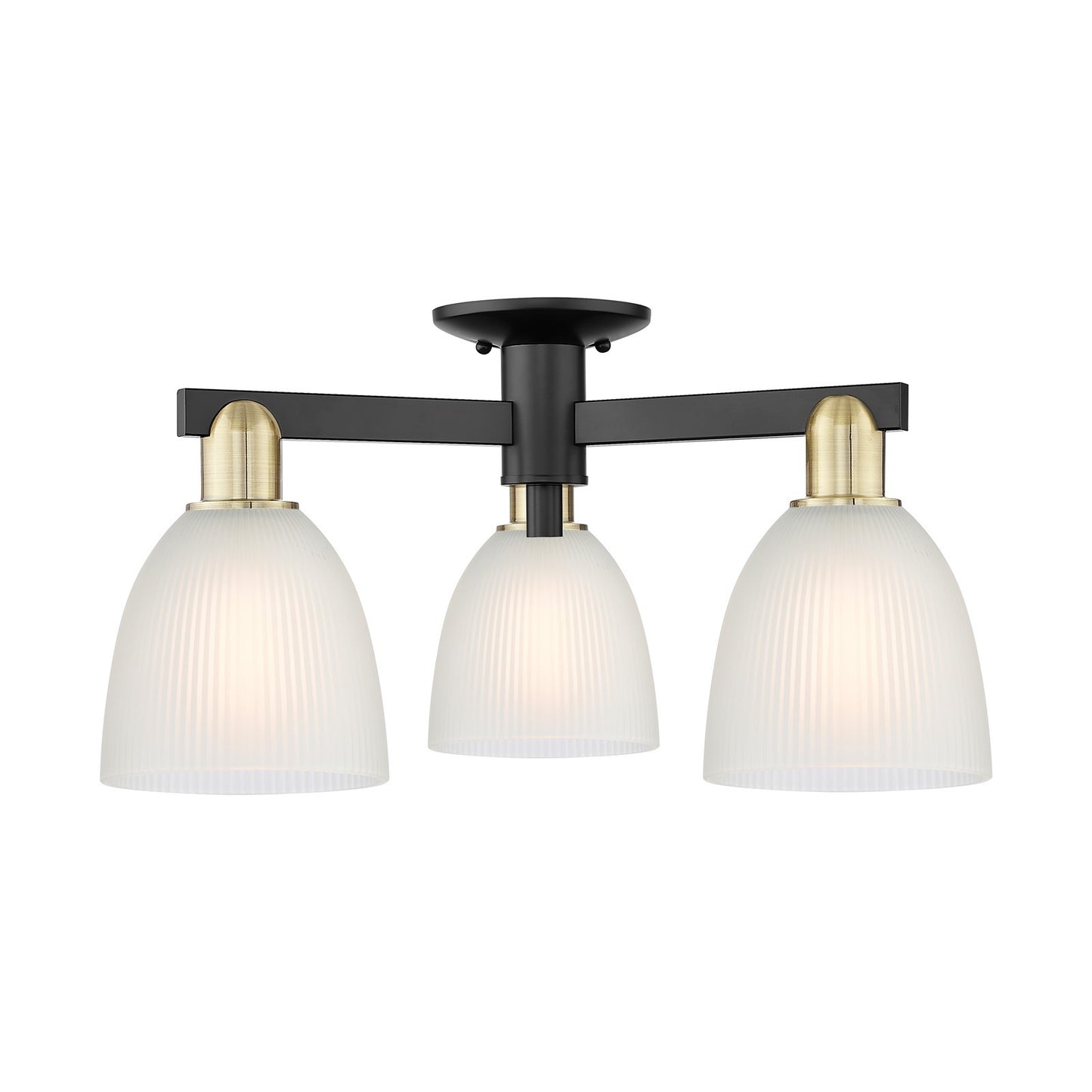 Innovations Castile 24in 3-Light Semi-Flush Mount | Industrial Black Antique Brass and White Glass | Kitchen & Hallway | 23.5 x | Model 716-3F-BAB-G381