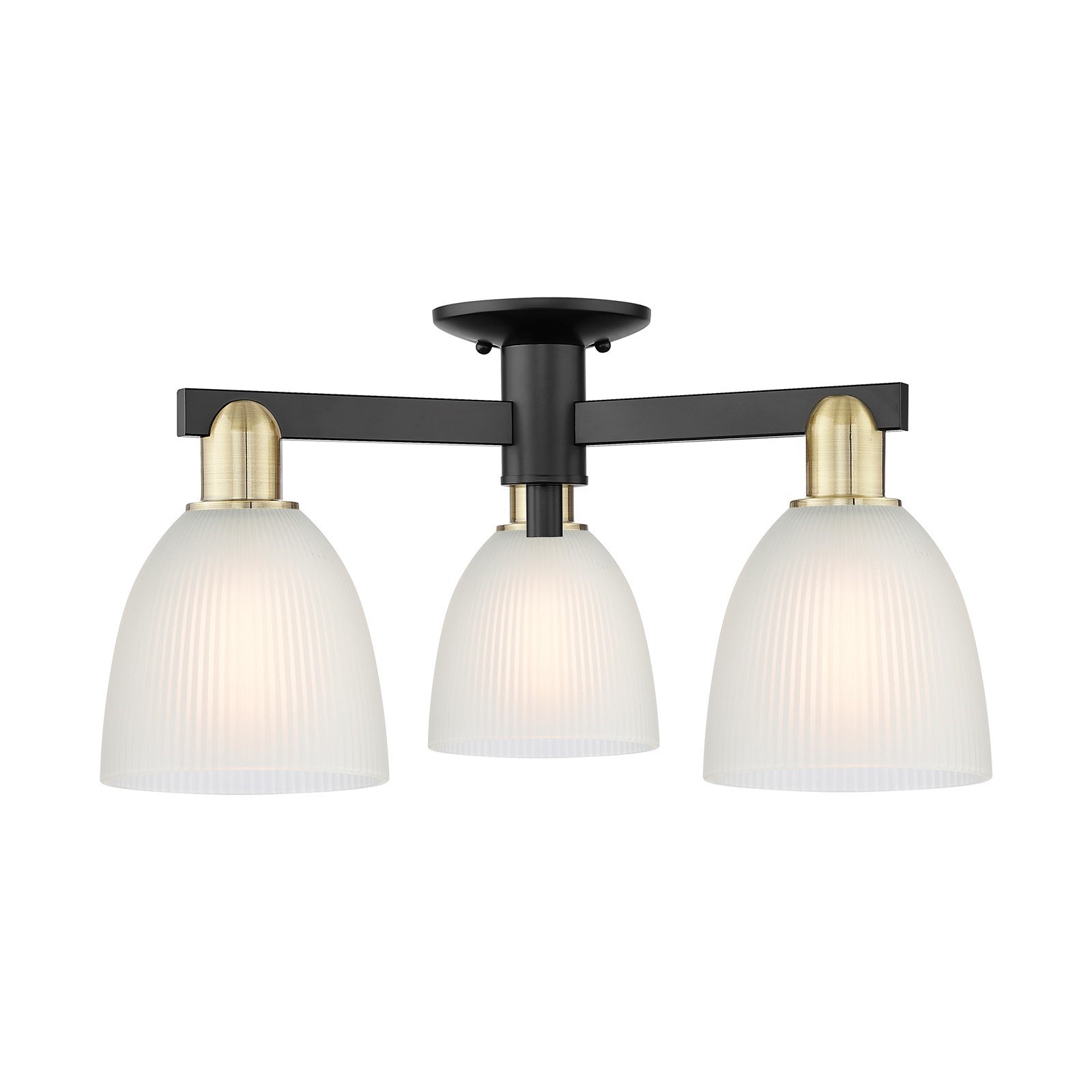 Innovations Castile 24in 3-Light Semi-Flush Mount | Industrial Black Antique Brass and White Glass | Kitchen & Hallway | 23.5 x | Model 716-3F-BAB-G381