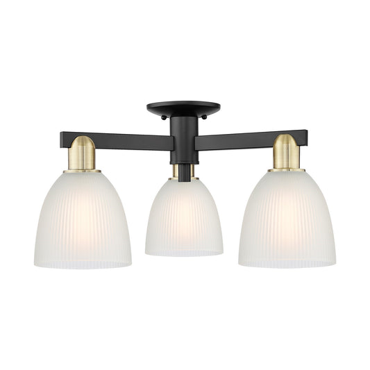 Innovations Castile 24in 3-Light Semi-Flush Mount | Industrial Black Antique Brass and White Glass | Kitchen & Hallway | 23.5 x | Model 716-3F-BAB-G381